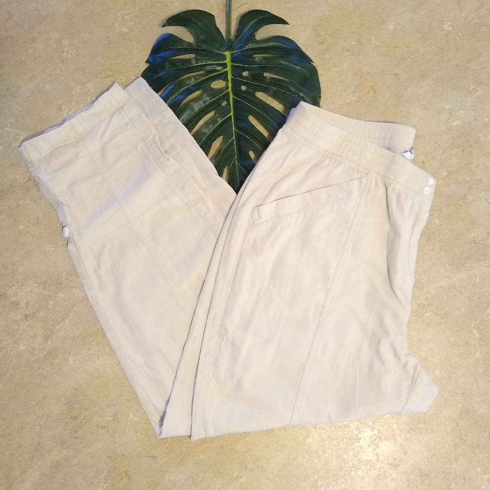 J. Jill lagenlook sea salt woven cotton leisure pants